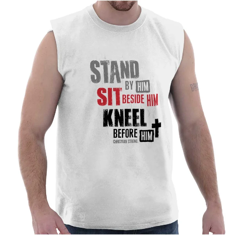 Men's Dressy Shirts for Formal EventsStand Sit Kneel Sleeveless T-Shirt