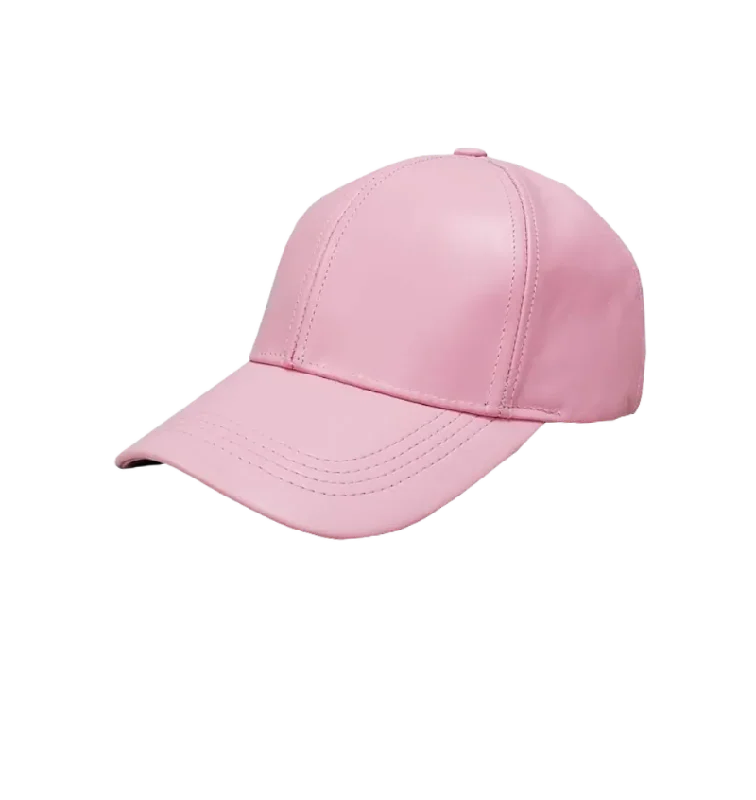 Patterned Beanie CapsPink Men's Genuine Leather Adjustable Baseball Cap