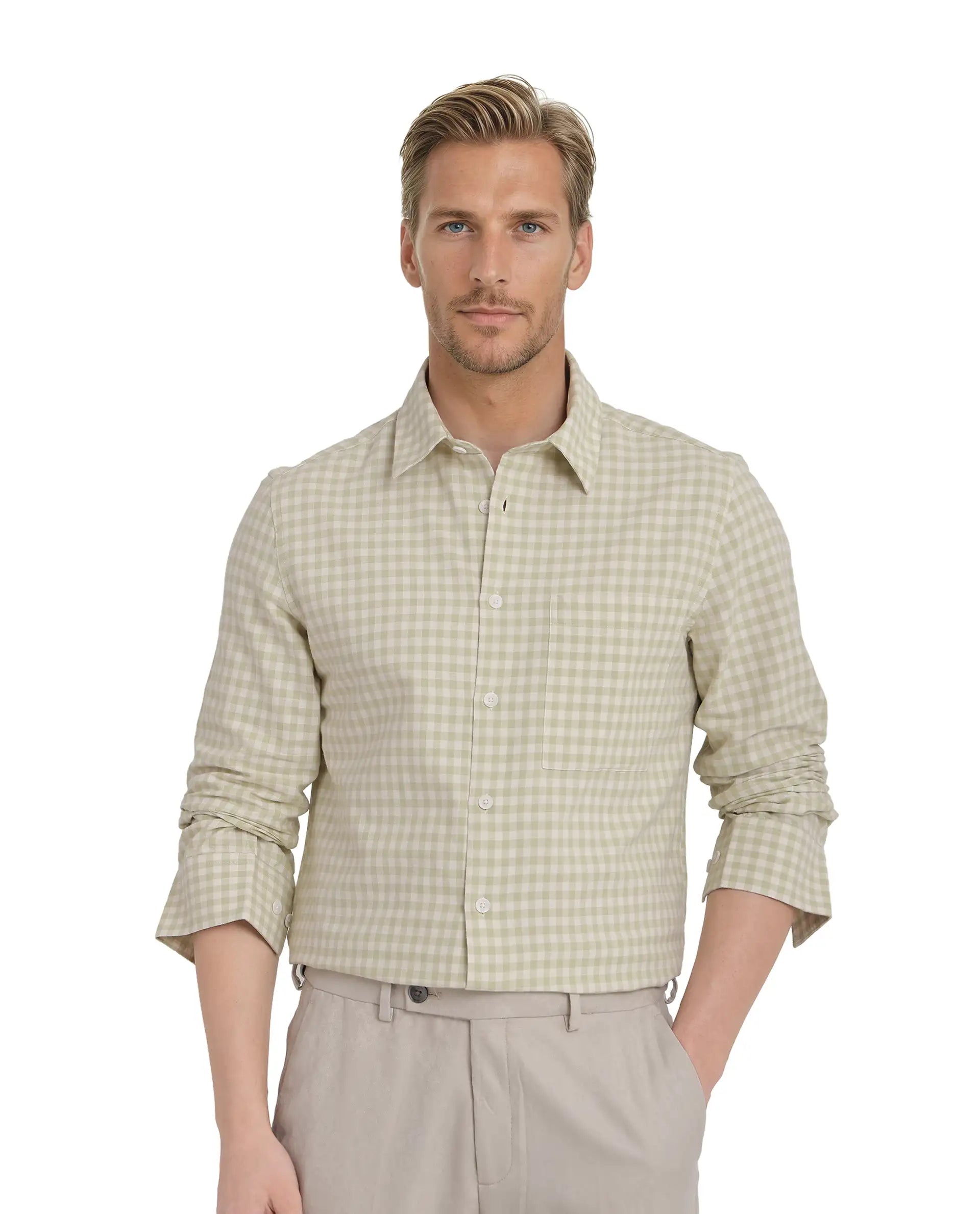 Men's Button-Down Collar Shirts for Staying PolishedRare Rabbit Men's Tickog Pastel Green Cotton Fabric Full Sleeve Regular Collared Button Closure Gingham Check Print Shirt Men's Button-Down Collar Shirts for Staying PolishedRare Rabbit Men's Tickog Pastel Green Cotton Fabric Full Sleeve Regular Collared Button Closure Gingham Check Print Shirt