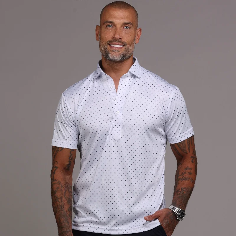 Men's Shirts with Short PlacketsSemi-Spread Collar Polo White Pebble Beach 5 Diamond