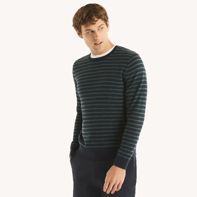 Comfortable Men's Cotton SweatersNautica Mens Navtech Striped Crewneck Sweater