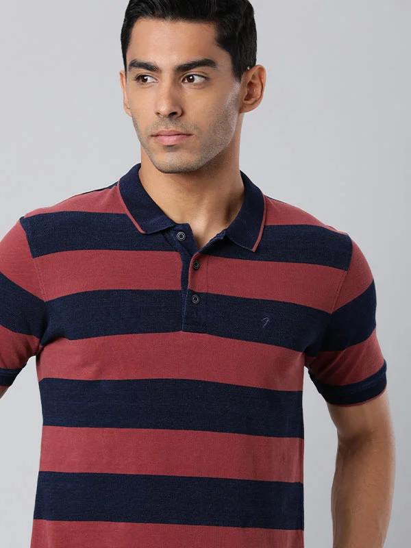 Men's Shirts with Cowl NecksMen Striped Polo T-Shirt