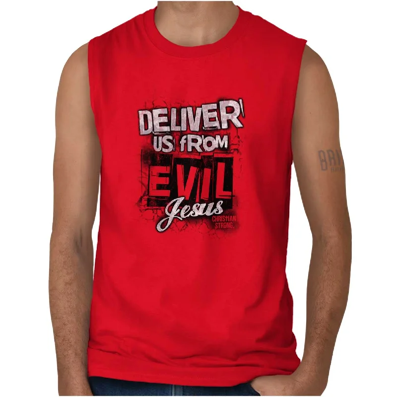 Men's Shirts with Antimicrobial TreatmentDeliver us from Evil Sleeveless T-Shirt