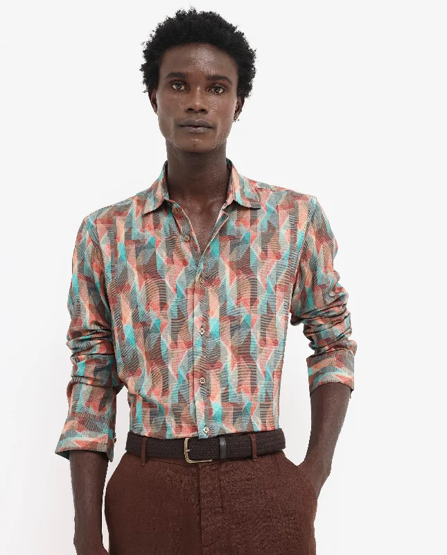 Men's Thermal Shirts for Winter WarmthRare Rabbit Men's Zosma Brown Viscose Fabric Full Sleeve Regular Fit Geometric Print Shirt Men's Thermal Shirts for Winter WarmthRare Rabbit Men's Zosma Brown Viscose Fabric Full Sleeve Regular Fit Geometric Print Shirt