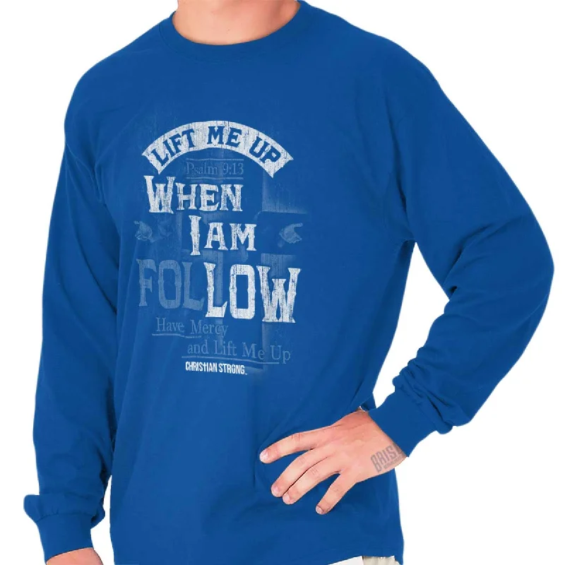 Men's Shirts with Patchwork PatternsLift Me Up Long Sleeve T-Shirt