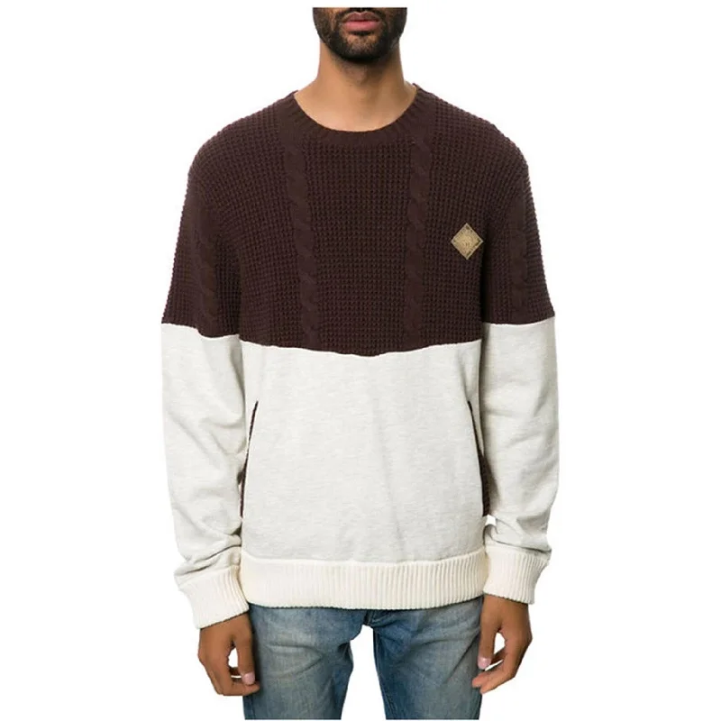 Solid-Colored Men's SweatersBorn Fly Mens The It Cableknit Pullover Sweater, Brown, Medium