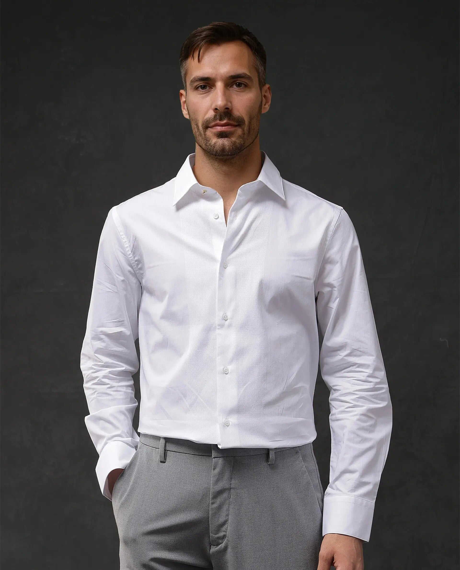 Men's Limited Edition Shirts for ExclusivityRare Rabbit Men Pedron White Cotton Fabric Full Sleeve Regular Fit Solid Party Shirt Men's Limited Edition Shirts for ExclusivityRare Rabbit Men Pedron White Cotton Fabric Full Sleeve Regular Fit Solid Party Shirt