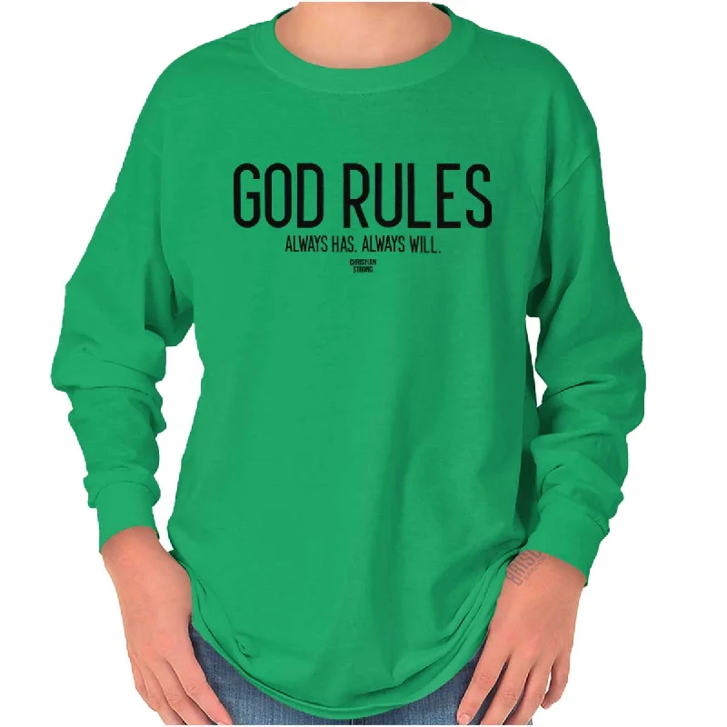 Men's Long-Sleeved ShirtsGod Rules Youth Long Sleeve T-Shirt