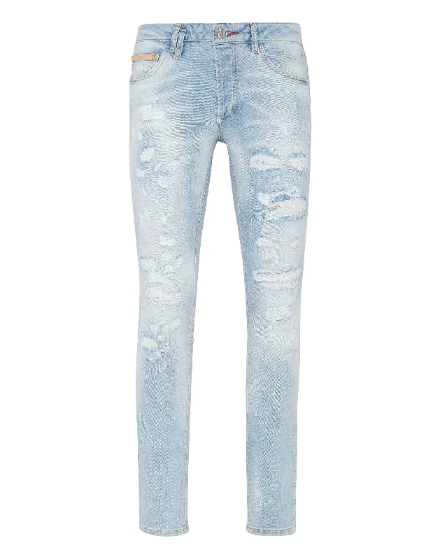 Best Fitting Men's JeansDenim Trousers Super Straight Cut Studs