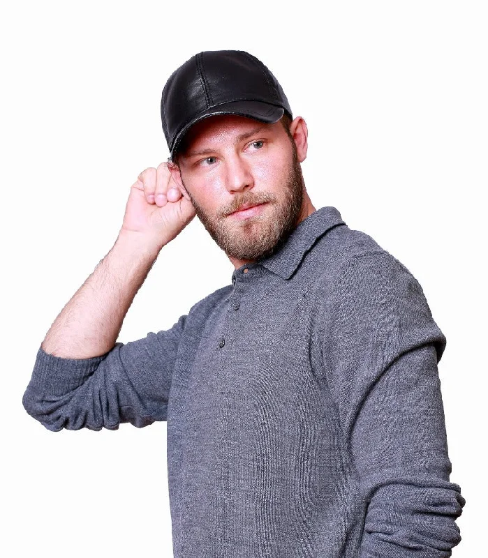 Girls' Beanie HatsEmstate Black Men's Leather Caps 100% Genuine Leather Baseball Unisex Cap Girls' Beanie HatsEmstate Black Men's Leather Caps 100% Genuine Leather Baseball Unisex Cap