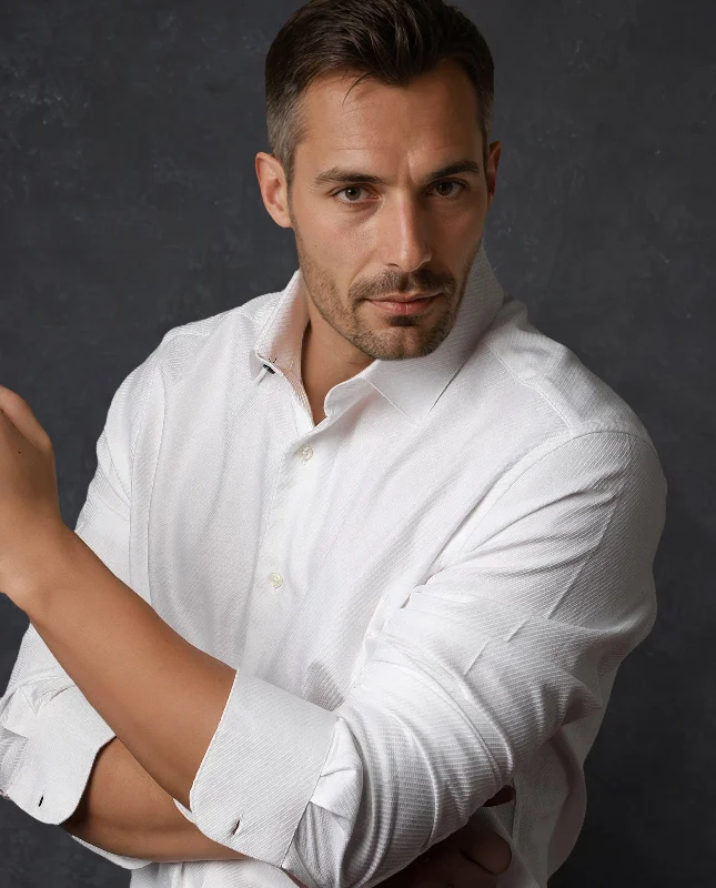 Men's Travel Shirts for Easy PackingRare Rabbit Men's Hosa White Cotton Fabric Full Sleeves Stripped Shirt Men's Travel Shirts for Easy PackingRare Rabbit Men's Hosa White Cotton Fabric Full Sleeves Stripped Shirt