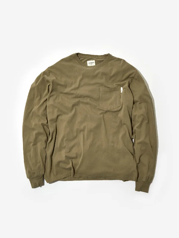Men's Shirts for HikingGoodhood Worldwide Basic Longsleeve Pocket T-Shirt - Olive