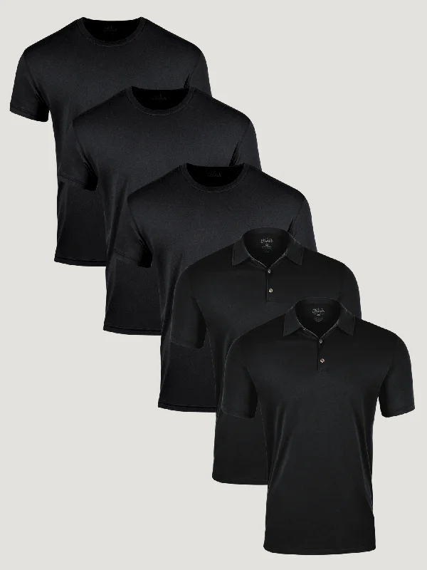 Men's Shirts with Drawstring WaistbandsAll Black Staples 5-Pack