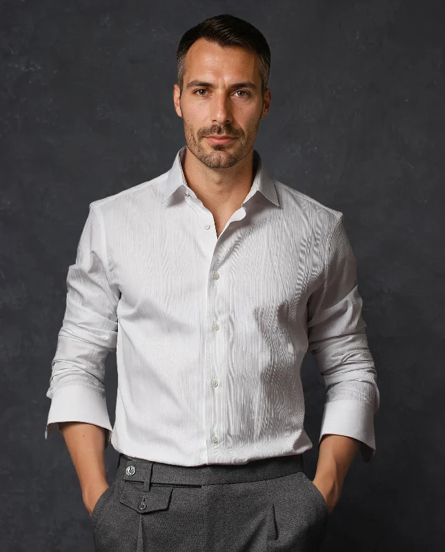 Men's Iron-Free Shirts for Wrinkle-Resistant WearRare Rabbit Men's Cesco White Cotton Fabric Full Sleeves Solid Striped Shirt Men's Iron-Free Shirts for Wrinkle-Resistant WearRare Rabbit Men's Cesco White Cotton Fabric Full Sleeves Solid Striped Shirt