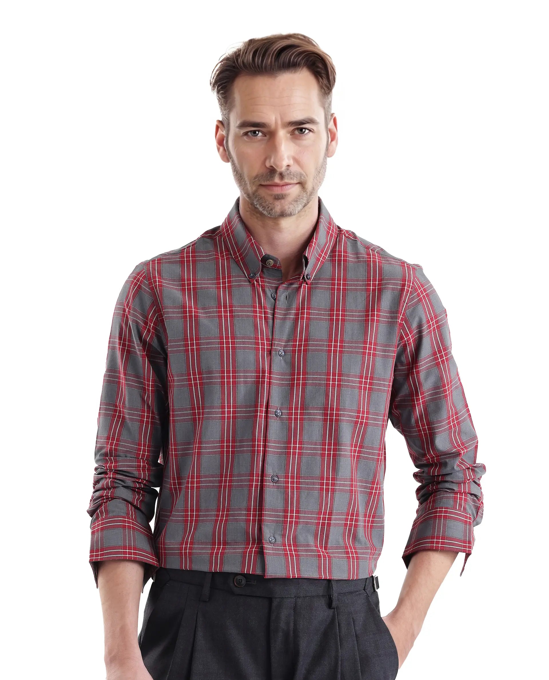 Men's Breathable Shirts for Warm ClimatesRare Rabbit Men's Finster Red Cotton Fabric Full Sleeve Regular Fit Checks Shirt Men's Breathable Shirts for Warm ClimatesRare Rabbit Men's Finster Red Cotton Fabric Full Sleeve Regular Fit Checks Shirt