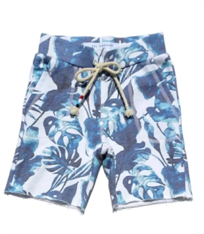 High-Performance Men's Athletic ShortsMidnight Printed Short In Blue/palm