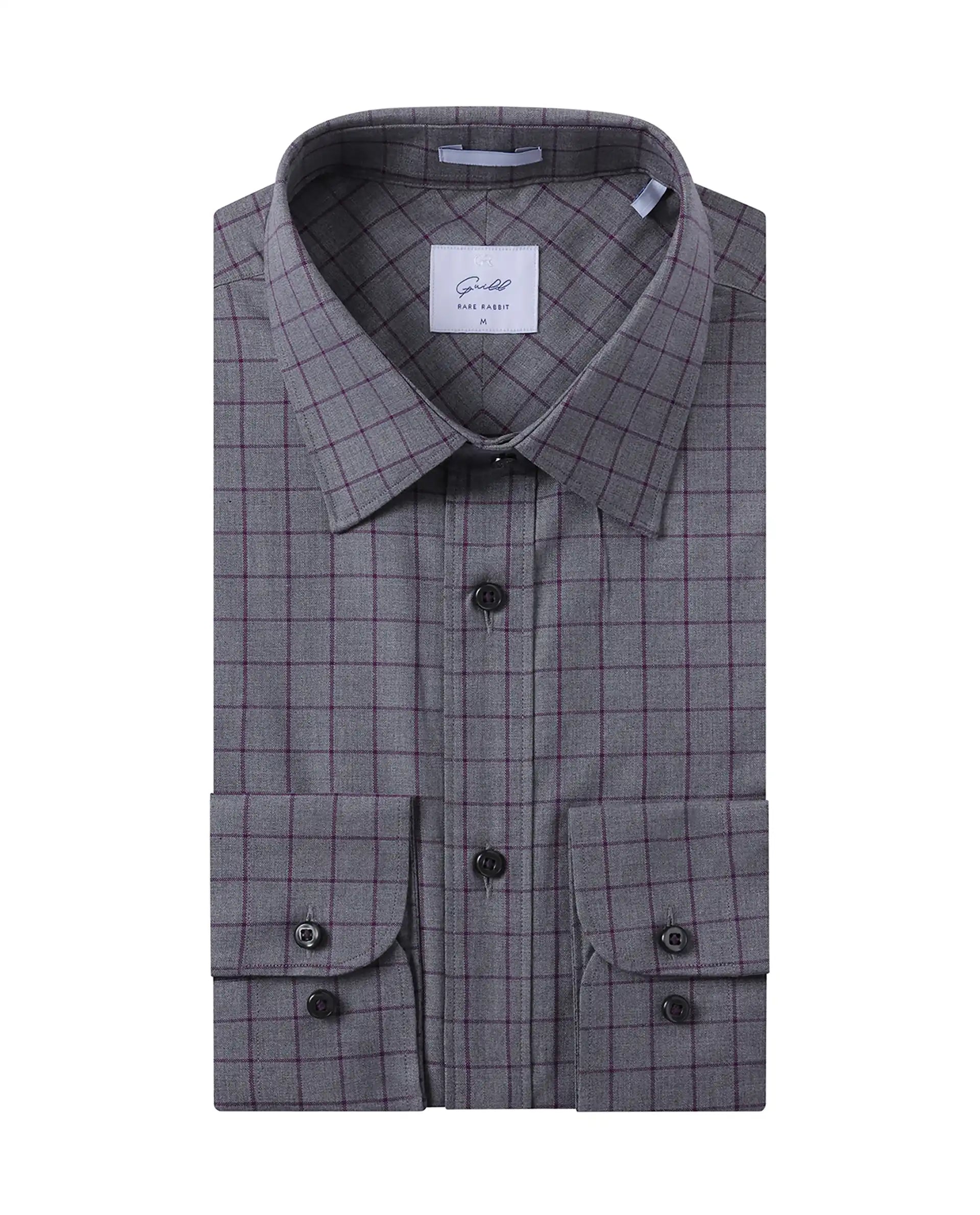 Men's Bold-Color Shirts for a Statement PieceRare Rabbit Men Bronz Grey Cotton Fabric Full Sleeve Regular Fit Check Shirt Men's Bold-Color Shirts for a Statement PieceRare Rabbit Men Bronz Grey Cotton Fabric Full Sleeve Regular Fit Check Shirt