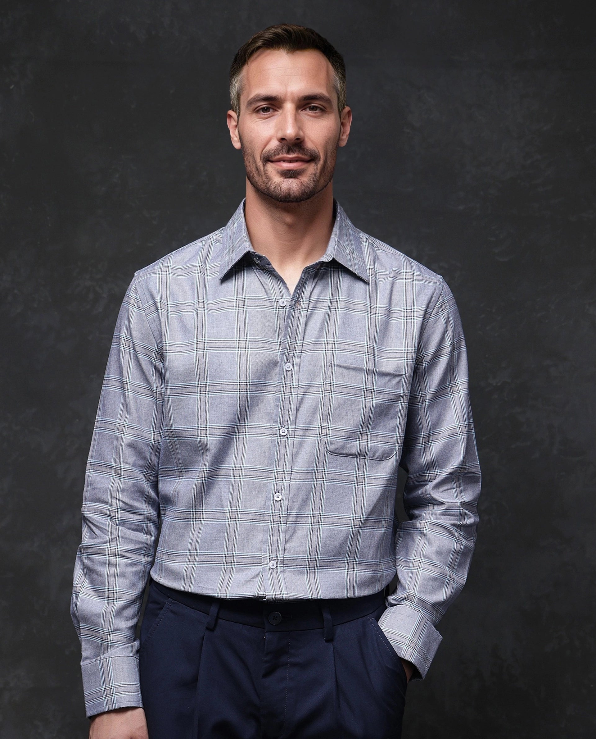 Versatile Men's Short-Sleeve ShirtsRare Rabbit Men Hoff Navy Cotton Fabric Full Sleeve Regular Fit Button Closure Checks Shirt Versatile Men's Short-Sleeve ShirtsRare Rabbit Men Hoff Navy Cotton Fabric Full Sleeve Regular Fit Button Closure Checks Shirt