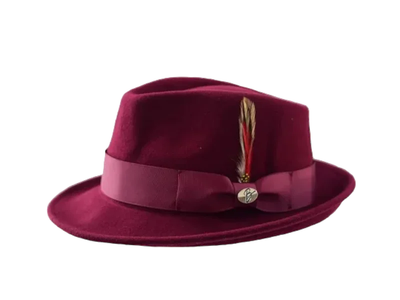 Embroidered Baseball CapsBruno Capelo Burgundy Men's Wool Hat Hudson Lite Felt Fedora Hat Embroidered Baseball CapsBruno Capelo Burgundy Men's Wool Hat Hudson Lite Felt Fedora Hat