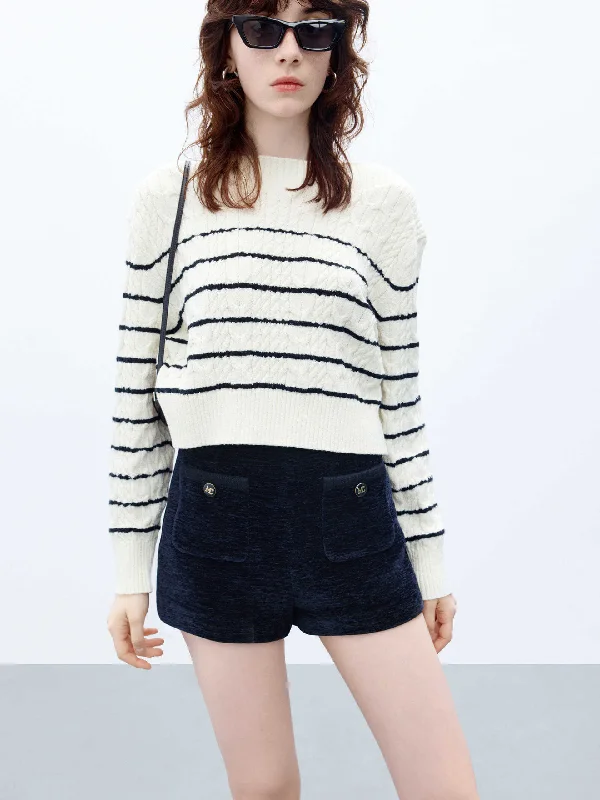 Men's Sweaters for LayeringCropped Stripes Knitted Top