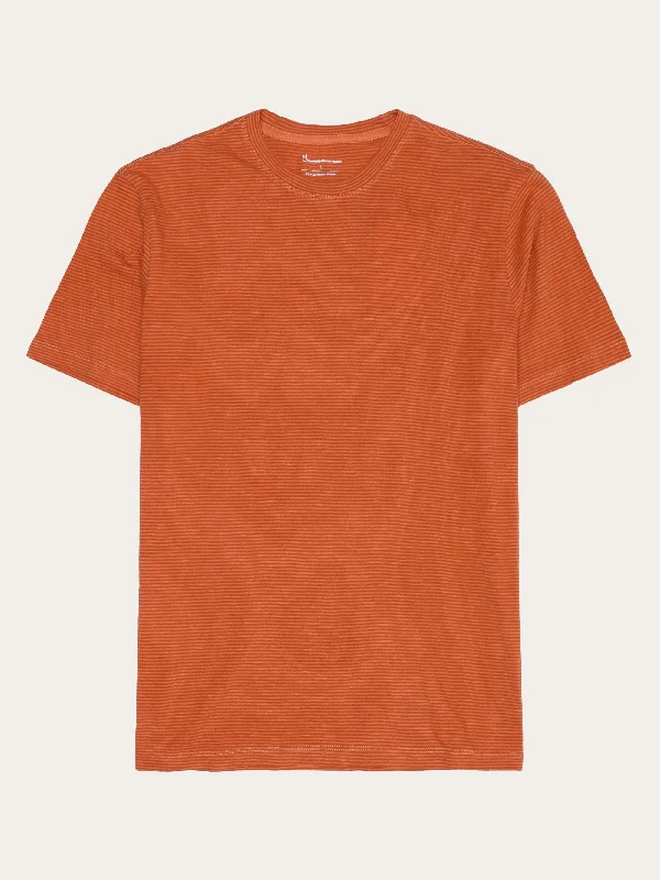 Warm Men's Fleece-Lined TopsNarrow striped slub t-shirt - Red Stripe