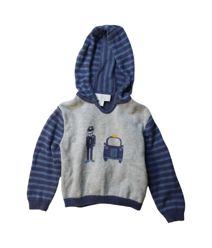 Striped Men's SweatersThe Little White Company Hooded Knit Sweater 12-18M