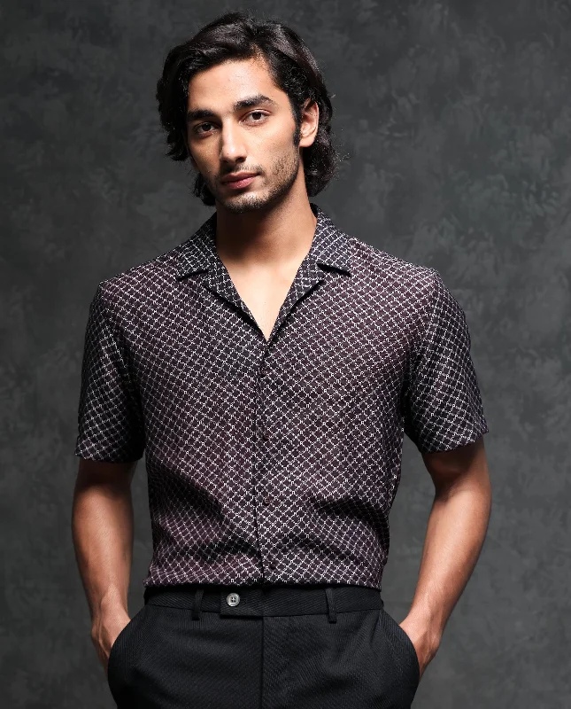 Men's Henley T-Shirts for a Casual TwistRare Rabbit Men's Chart Brown Viscose Nylon Fabric Cuban Collar Geometric Print Half Sleeves Shirt Men's Henley T-Shirts for a Casual TwistRare Rabbit Men's Chart Brown Viscose Nylon Fabric Cuban Collar Geometric Print Half Sleeves Shirt