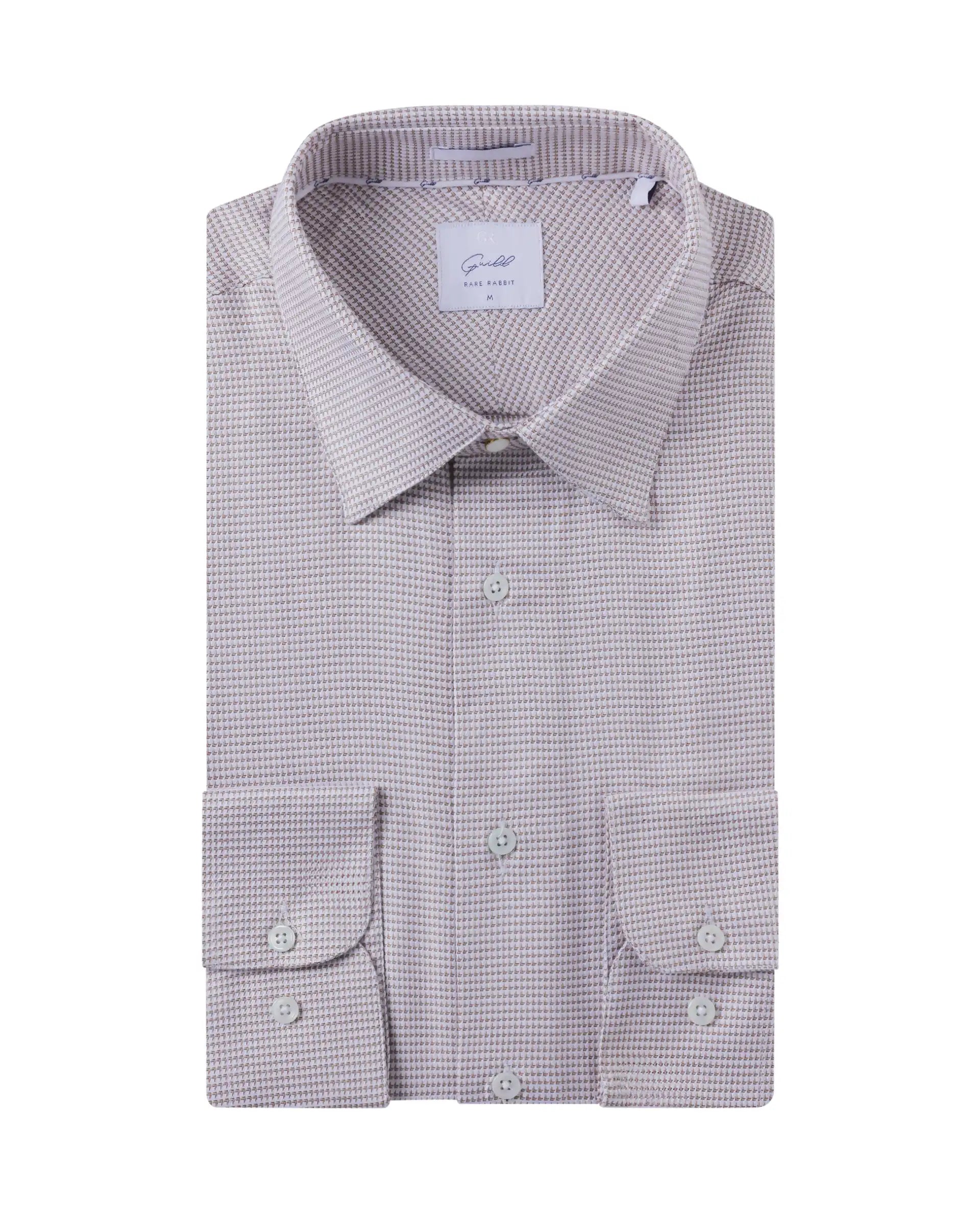 Men's Wrinkle-Free Shirts for Easy CareRare Rabbit Men Fresno Beige Cotton Fabric Full Sleeve Regular Fit Dobby Print Shirt Men's Wrinkle-Free Shirts for Easy CareRare Rabbit Men Fresno Beige Cotton Fabric Full Sleeve Regular Fit Dobby Print Shirt