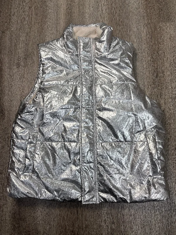 Stylish Men's Biker JacketsVest Puffer & Quilted By A New Day In Silver, Size: M