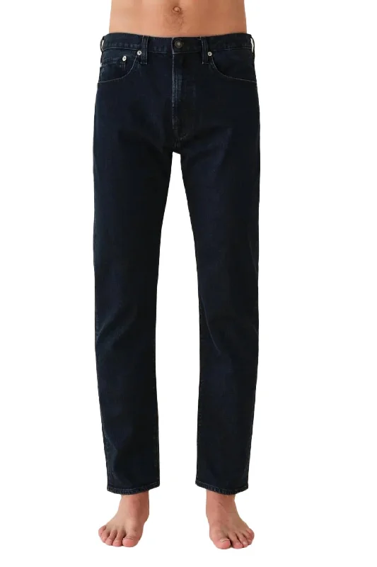 Cool Distressed Men's JeansTapered Mid Rise Jean In Blue Black