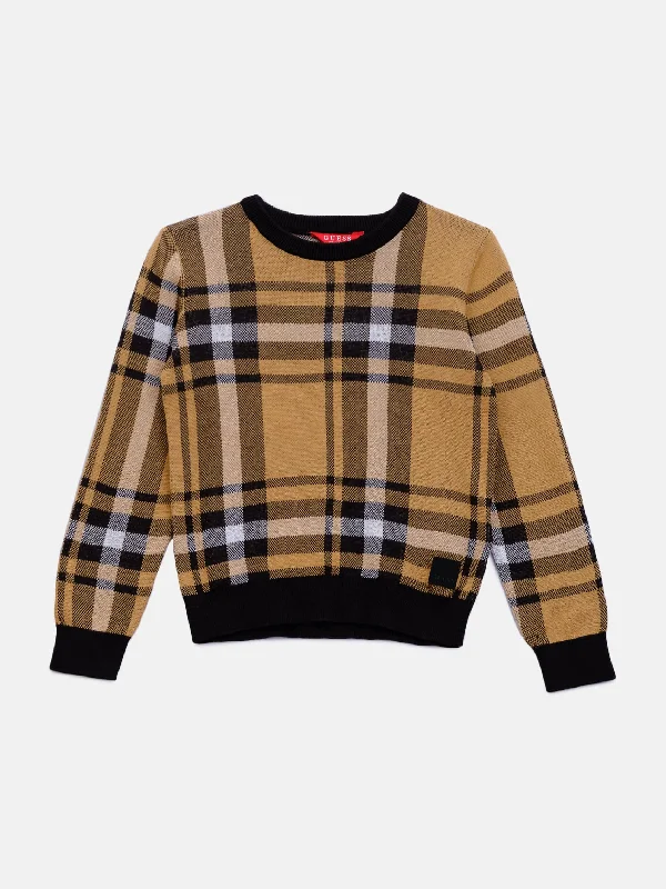 Men's Sweaters with Hooks and LoopsHertz Plaid Sweater (7-16)
