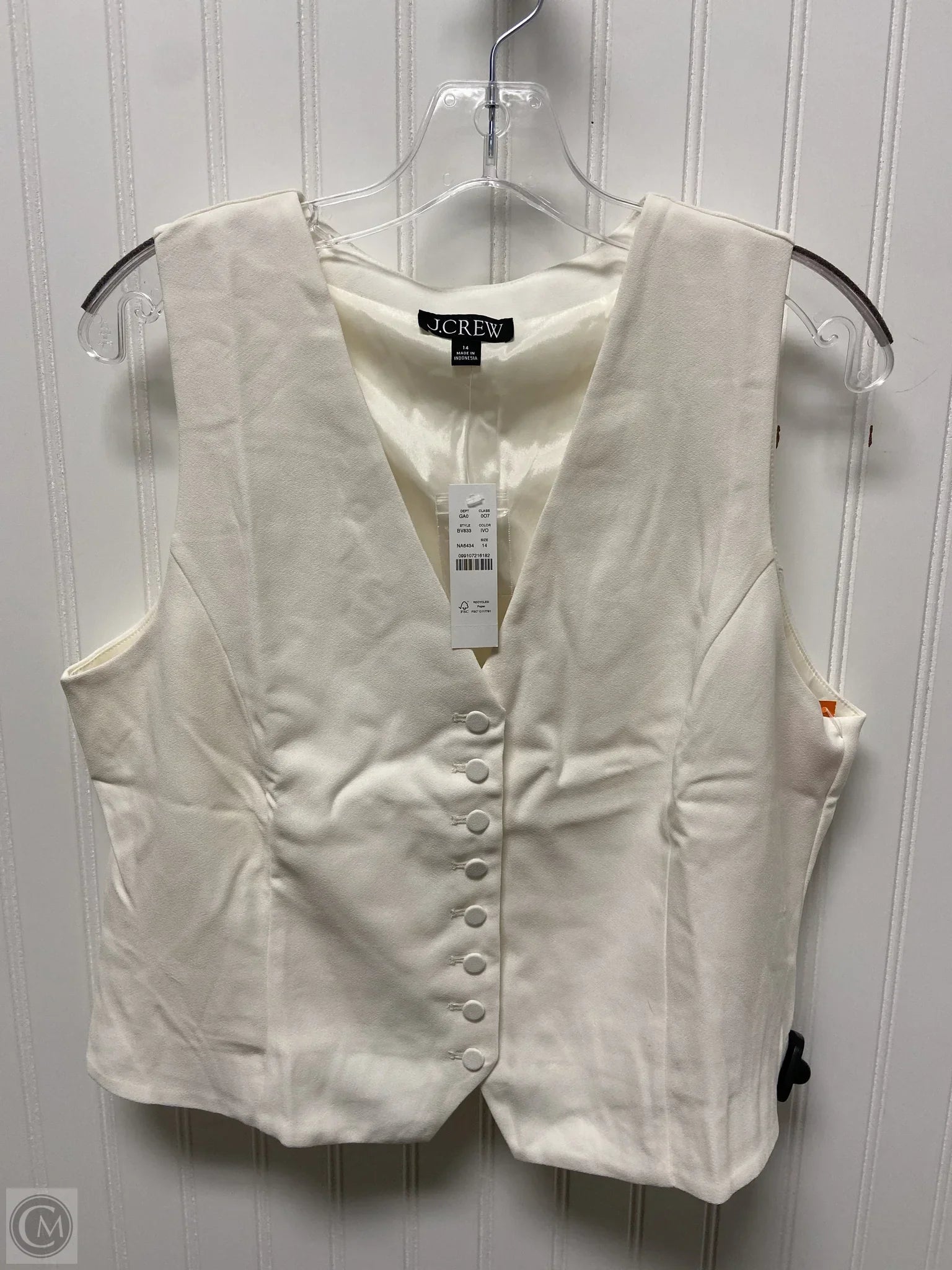 Men's Coats with Relaxed FitsVest Other By J. Crew In Cream, Size: Xl