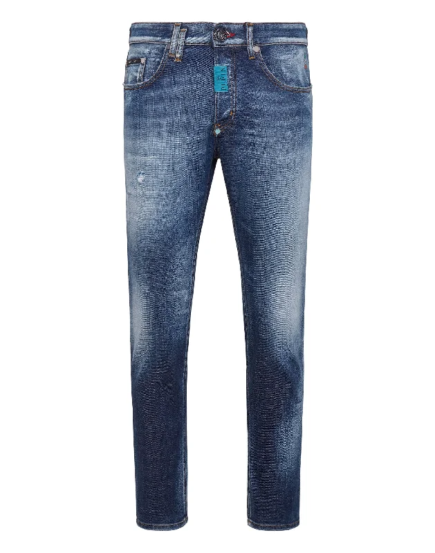 Casual Men's JeansDenim Trousers Skinny Fit Hexagon