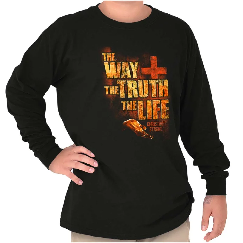 Men's Shirts with Mock NecksThe Way Truth Life Youth Long Sleeve T-Shirt