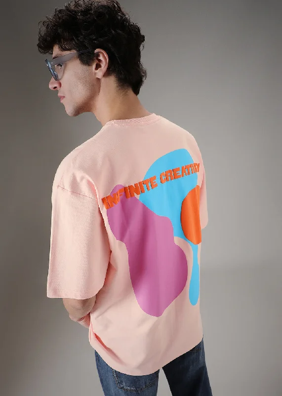 Men's Shirts with Embroidered DesignsPink Printed Oversized T-shirt