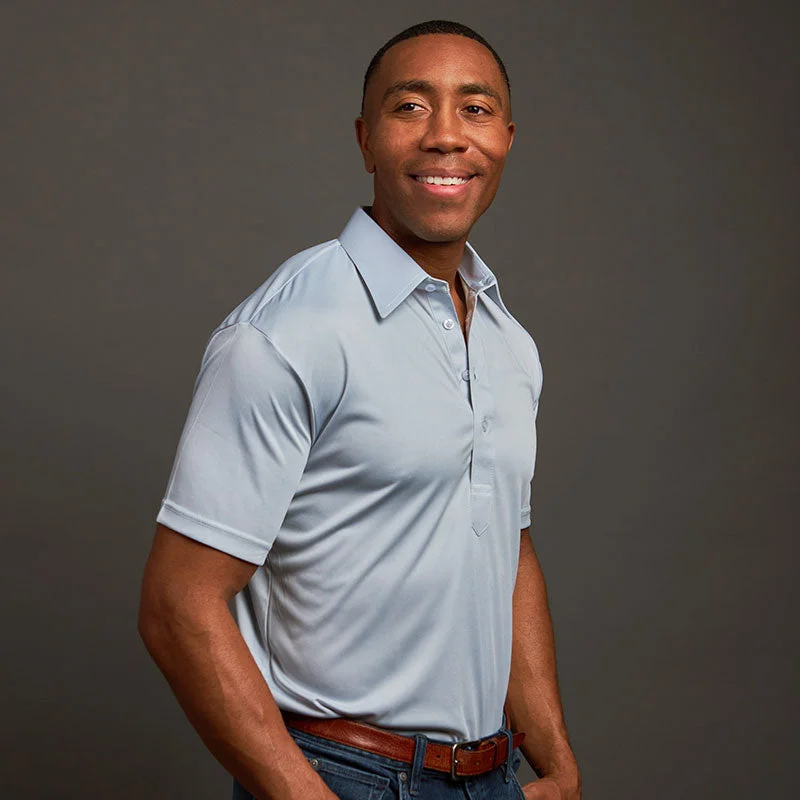 Men's Shirts with Embellished CollarsThe Original Dress Collar Polo™ Light Blue