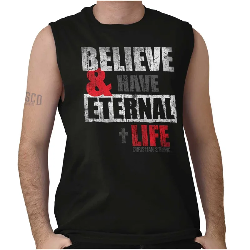Men's Shirts with Asymmetrical HemlinesHave Eternal Life Sleeveless T-Shirt