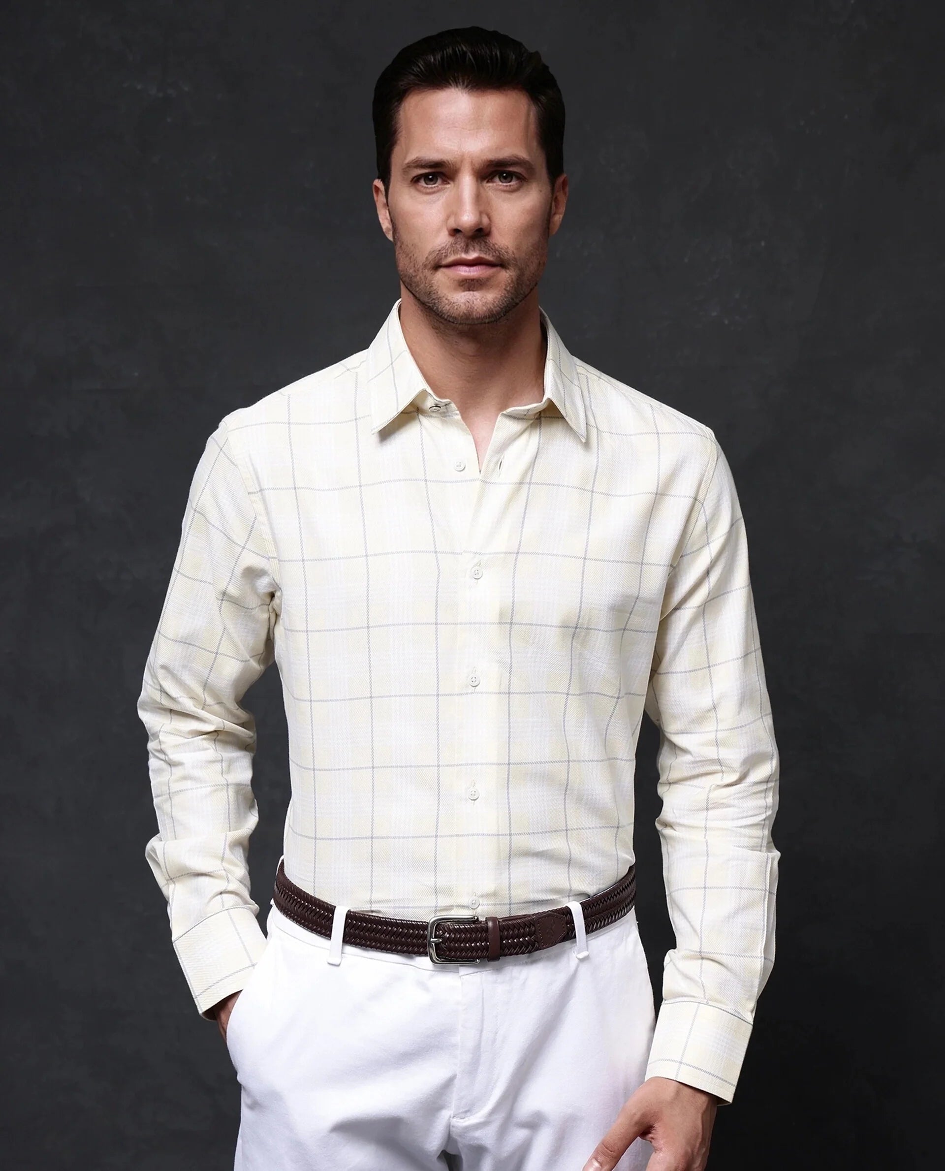 Men's Checkered Shirts for a Retro FeelRare Rabbit Men Yelt Yellow Cotton Fabric Full Sleeve Button Closure Regular Fit Checks Shirt Men's Checkered Shirts for a Retro FeelRare Rabbit Men Yelt Yellow Cotton Fabric Full Sleeve Button Closure Regular Fit Checks Shirt