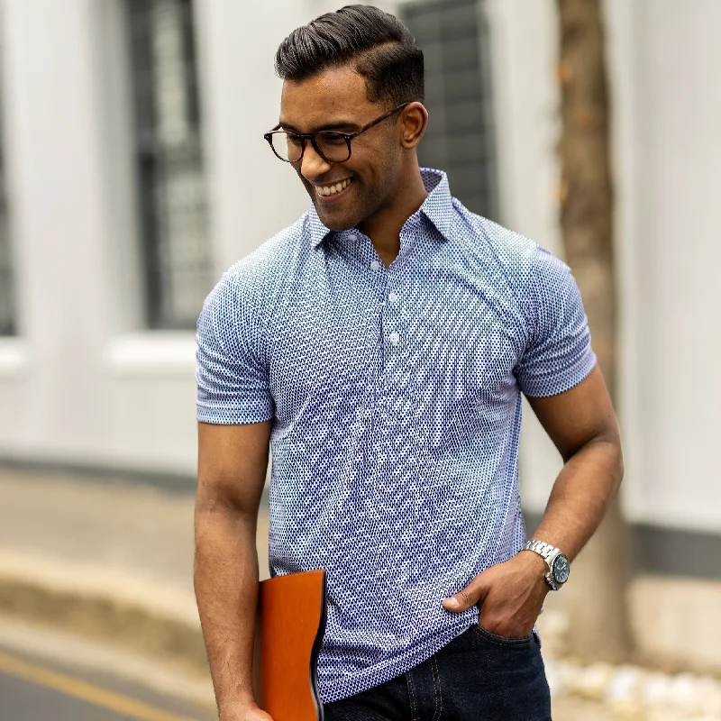 Men's Shirts for Beach OutingsSemi-Spread Collar Polo Vantage Blue