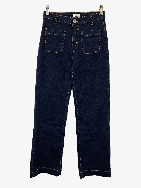 Durable Workwear Men's JeansItalian Star Indigo Front Pocket Flared Denim Jeans Size XS