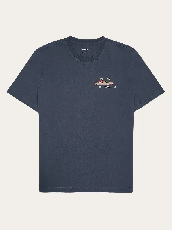 Men's Shirts with Chest PocketsRegular drop-shoulder short sleeve heavy single jersey printed t-shirt GOTS/Vegan - Vintage Indigo