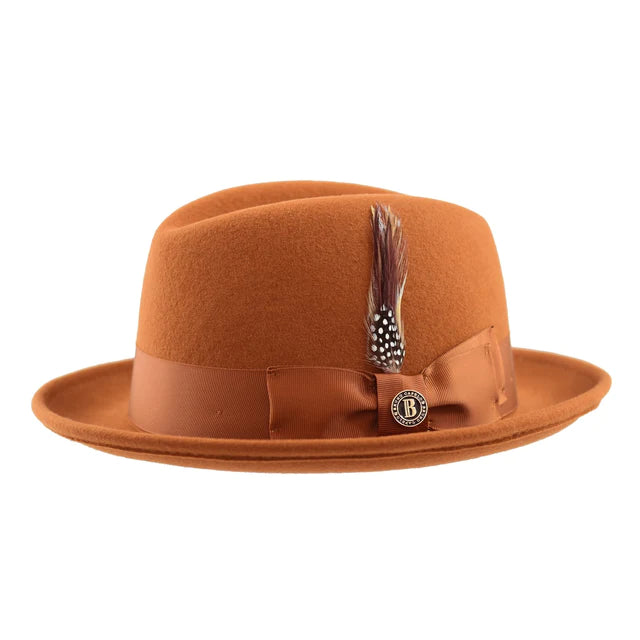 Female Straw HatsBruno Capelo Cognac Men's Wool Hat Hudson Lite Felt Fedora Hat