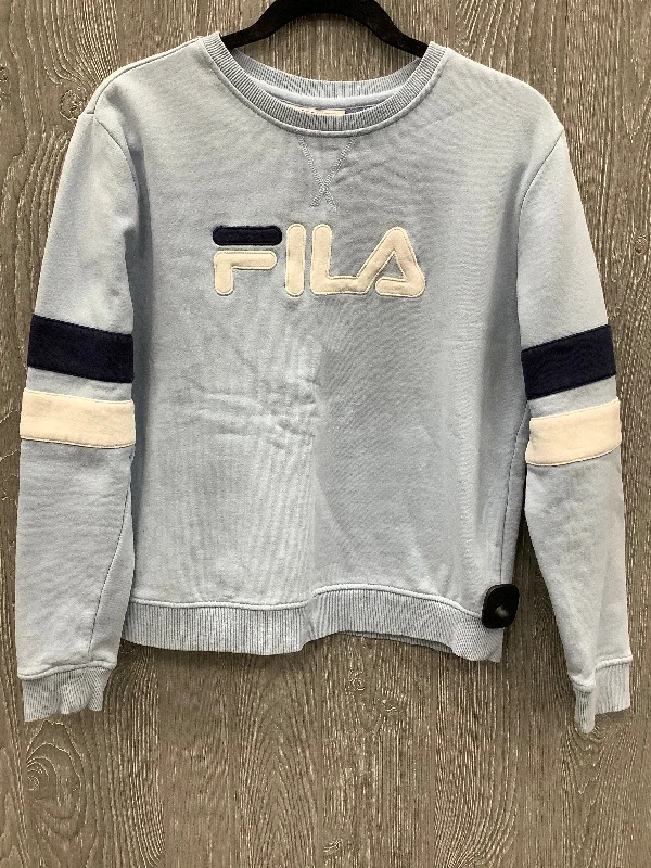 Comfortable Men's Fleece HoodiesSweatshirt Crewneck By Fila In Blue, Size: M