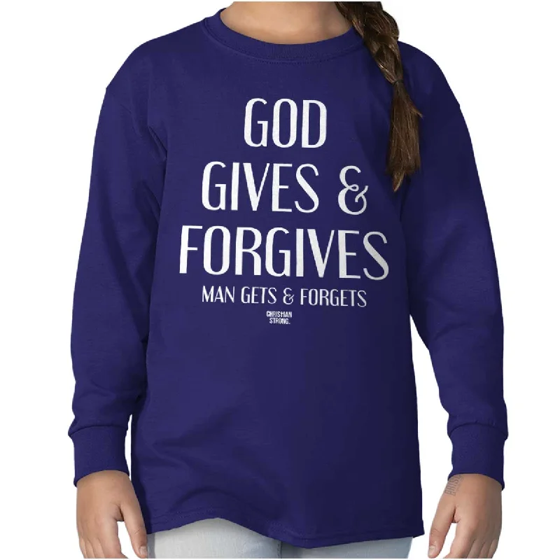 Men's Shirts with Logo EmbossmentsGod Forgives Youth Long Sleeve T-Shirt