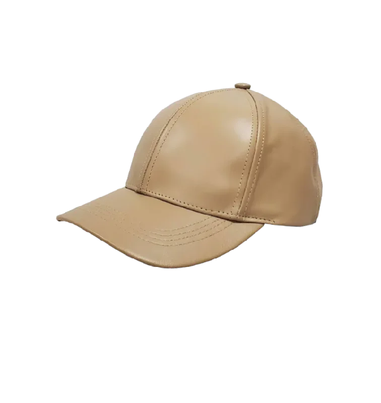 Colorful Straw HatsKhaki Men's Genuine Cowhind Leather Adjustable Baseball Cap