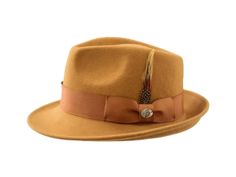 Oversized Fedora HatsBruno Capelo Camel Men's Wool Hat Hudson Lite Felt Fedora Hat