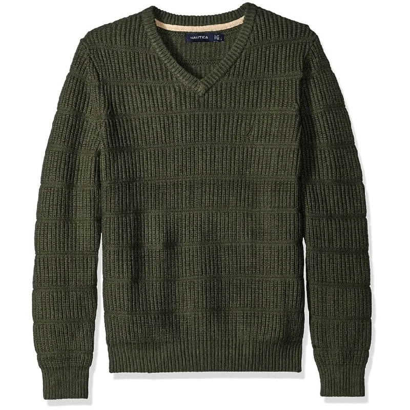 Solid-Colored Men's SweatersNautica Mens Knit V-Neck Pullover Sweater, Green, Small