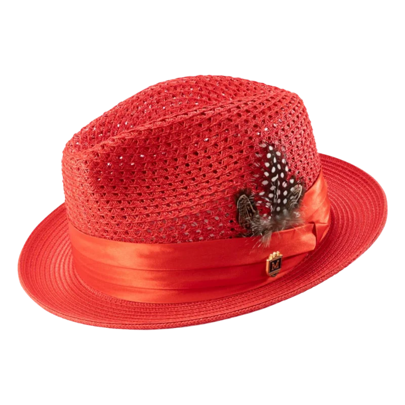 Quilted Beanies for Cold WeatherMontique Red Men's Summer Straw Hats Style H-34