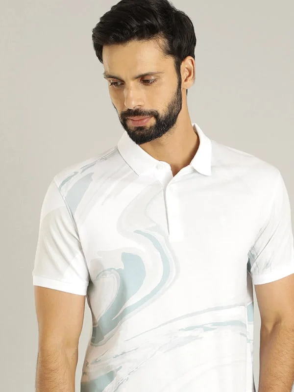 Men's Shirts with Double-Breasted DesignsMen Printed Polo T-Shirt