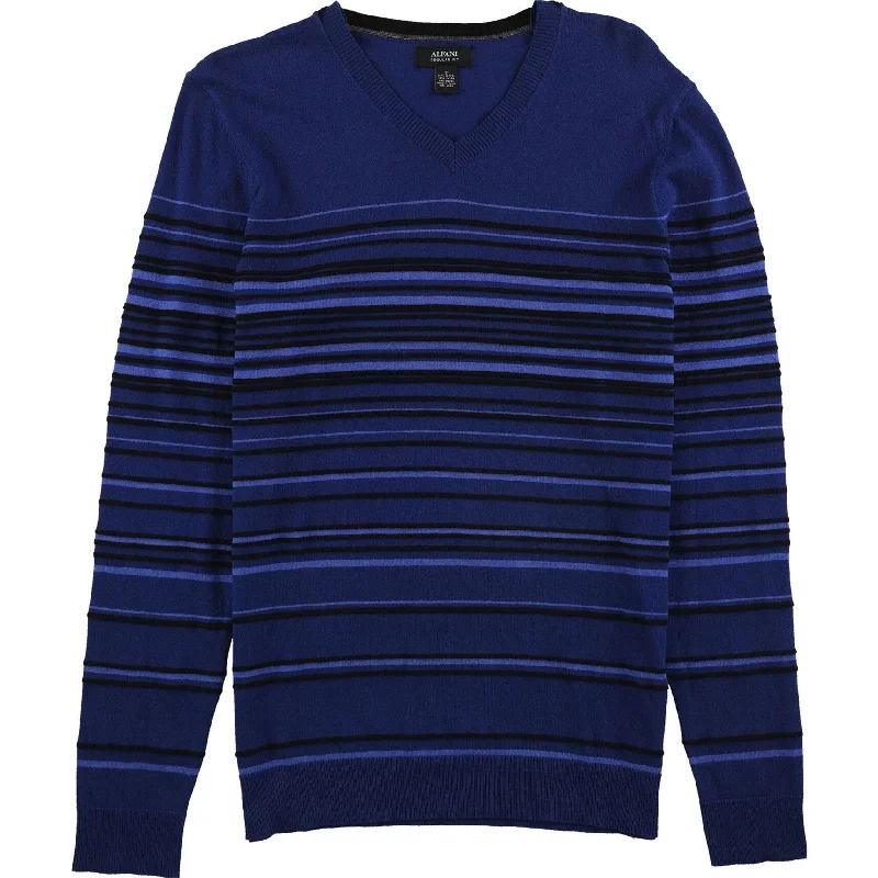 Men's Sweaters with Thumbholes in SleevesAlfani Mens Striped Knit Sweater